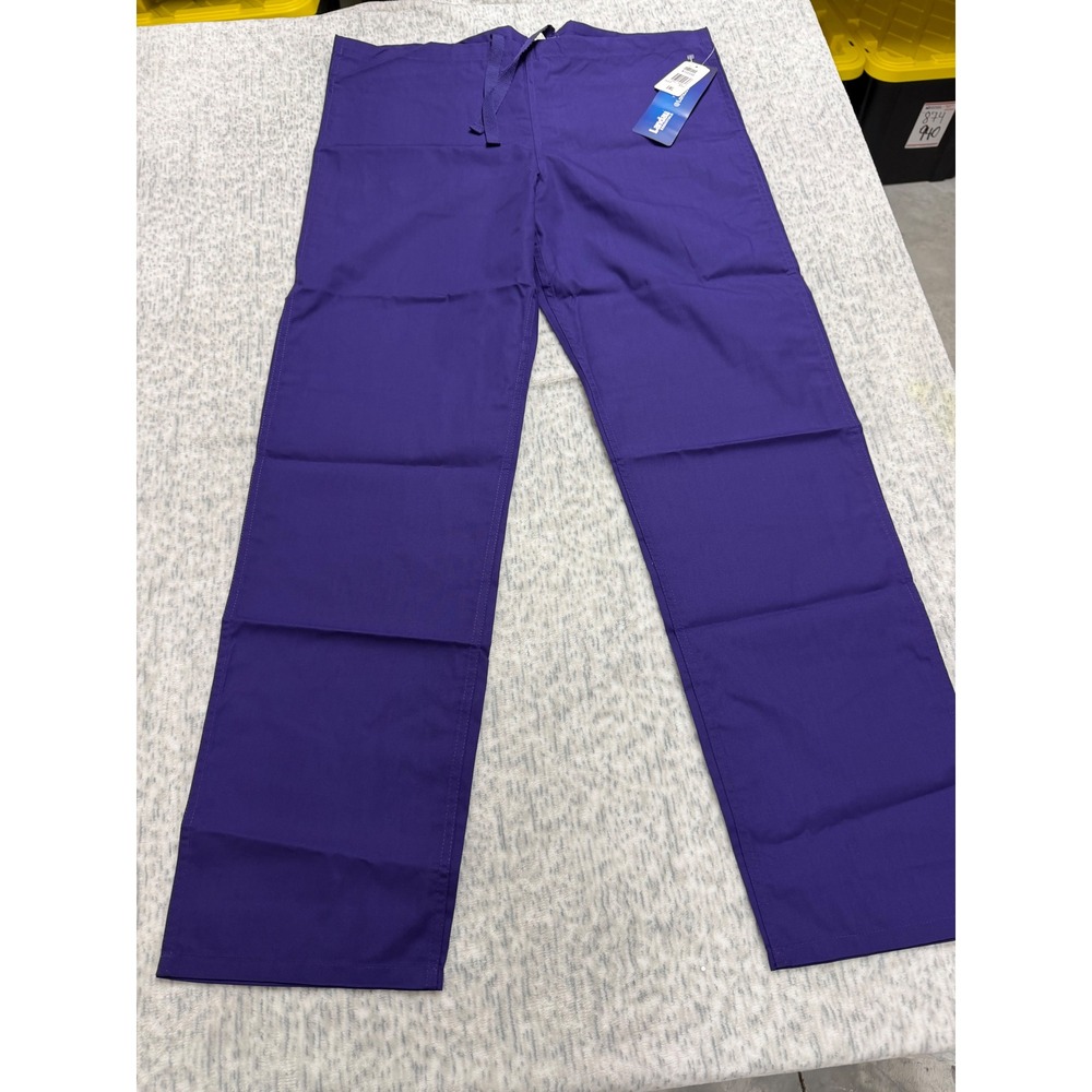 Landau Essentials Purple Scrub Pants Unisex Drawstring Waist Medical Work 7602 S